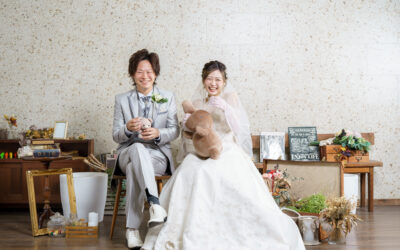 洋装でスタジオ撮影